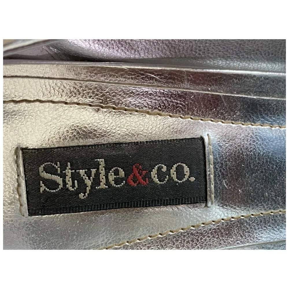 Style & Co. "Freckles" Peep Toe Metallic Heels Formal Special Occasion SZ 6.5 - Picture 3 of 12